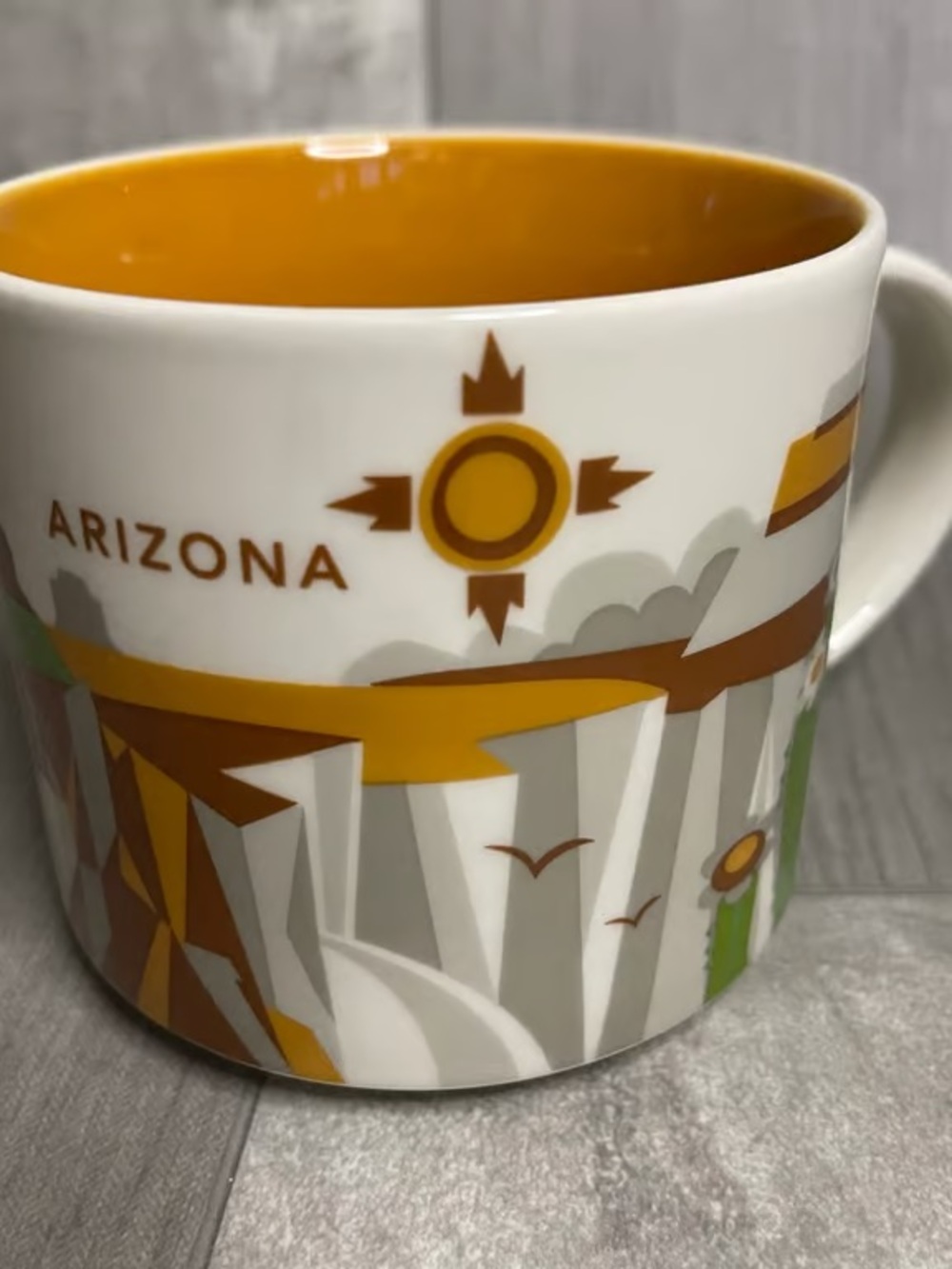 Arizona Scenic Ceramic Mug with Mustard Interior